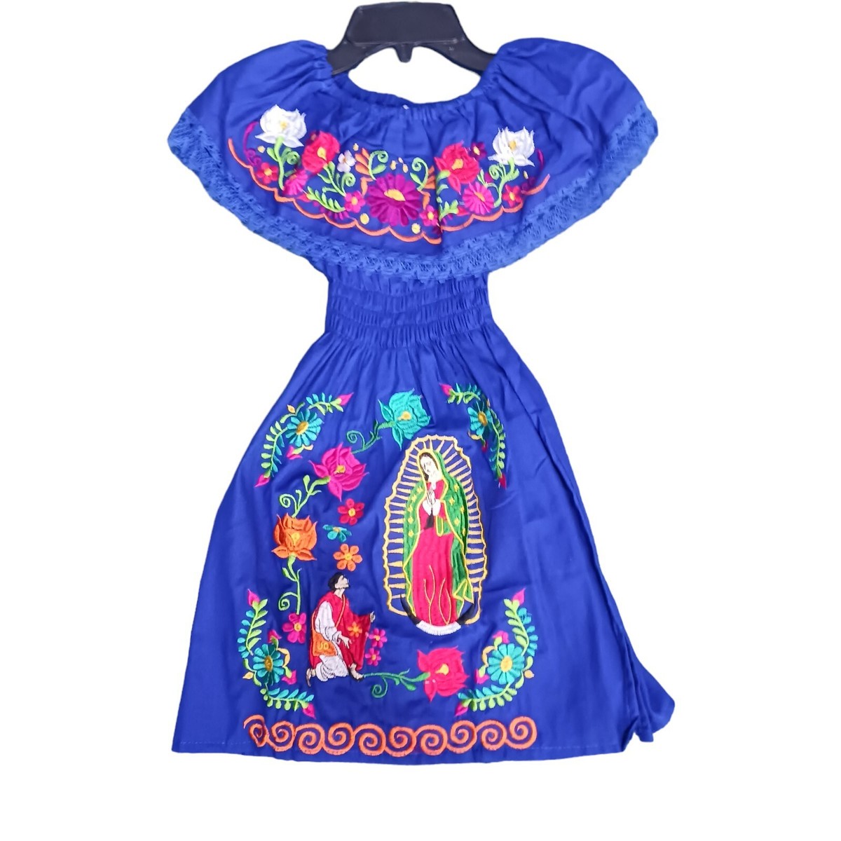 Mexican Folk Dress Girls Size Traditional Elastic Waist And