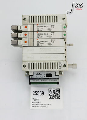V 25569 SMC 5 SLOT SOLENOID MANF W/ 1X VQ2101N-51-Q, 2X VQ2201N-51-Q