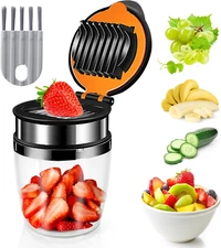 Palksky Strawberry Slicer, Egg/Banana/Grape/Mushroom/Kiwi Chopper, Stainless Ste