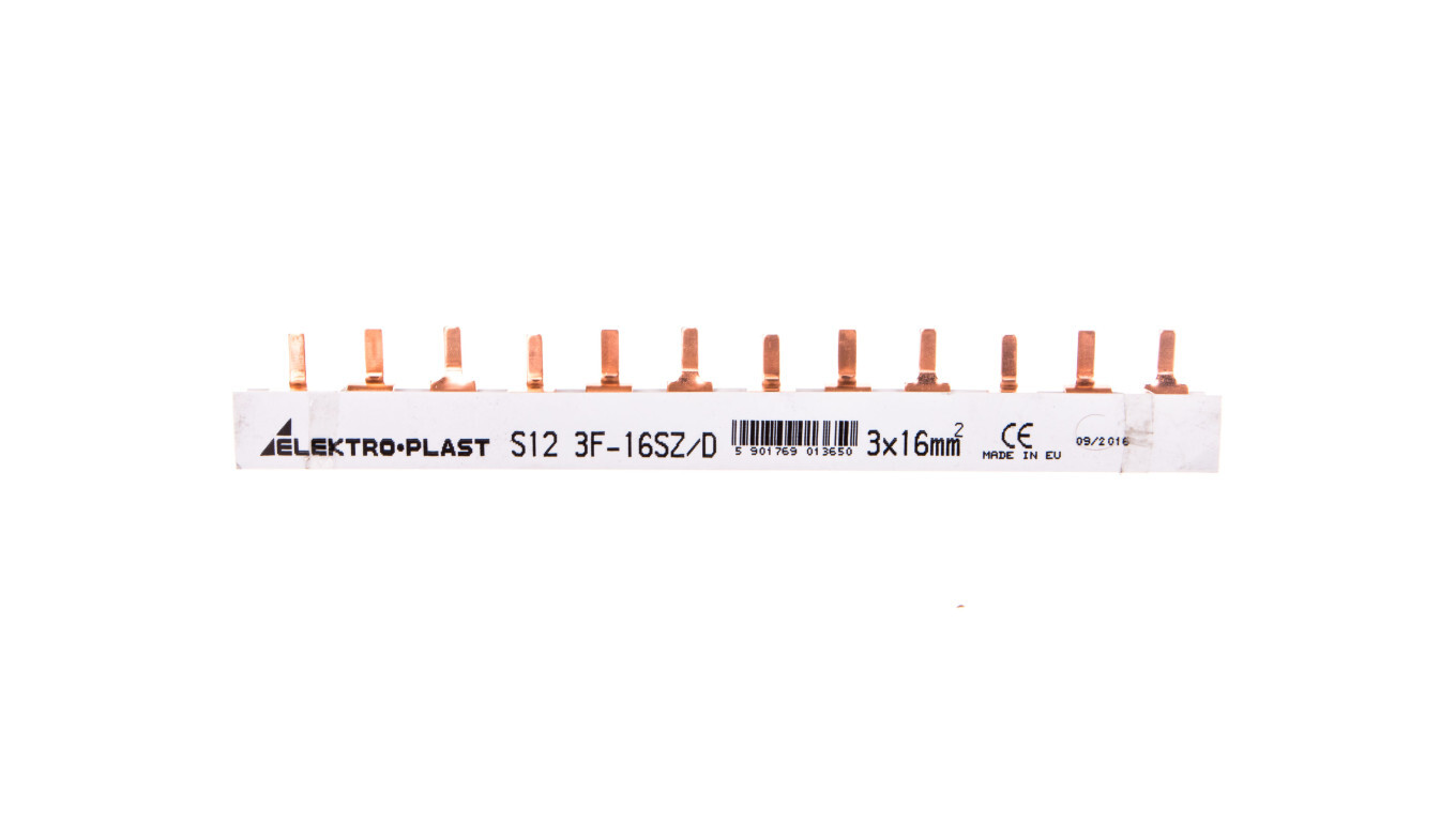 Pin type busbar 3P 16mm2 100A 12 pins IZS16 / 3F / 12 / D 45.282 /T2UK