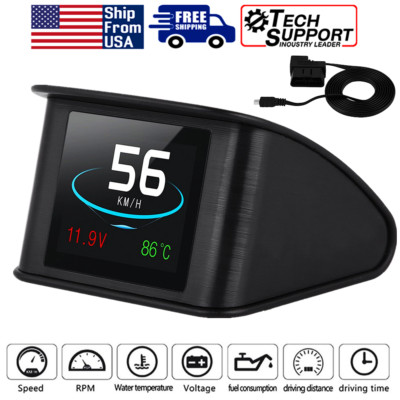 Car Heads Up Display OBD2 EOBD Data Stream Fuel Volt KM/h MPH Water Temperature 