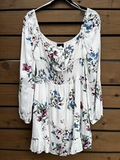 NWT Lumiere Urban Outfitters white floral long sleeve minidress. Size Small