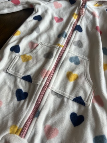 Carter's Baby Hoodie One Piece Zip Up Hearts Long Sleeve 9M NWT - Picture 5 of 8