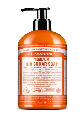 Dr. Bronner's - Bio Sugar SOAP - Flüssigseife - Pumpspender - 355 ml Teebaum
