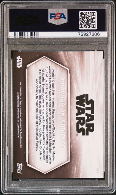 2018 Topps Star Wars Black White 111 Dibujo a una audiencia Vader Obi-Wan PSA 9 Foto 2 de 2