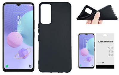 FOR TCL 405 T506D SLIM TPU SKIN Cover Phone Case +Tempered Glass