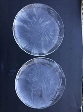 2  Crocus Flower Pasari Indonesia Clear Embossed 10” Dinner Plates Flower Crocus