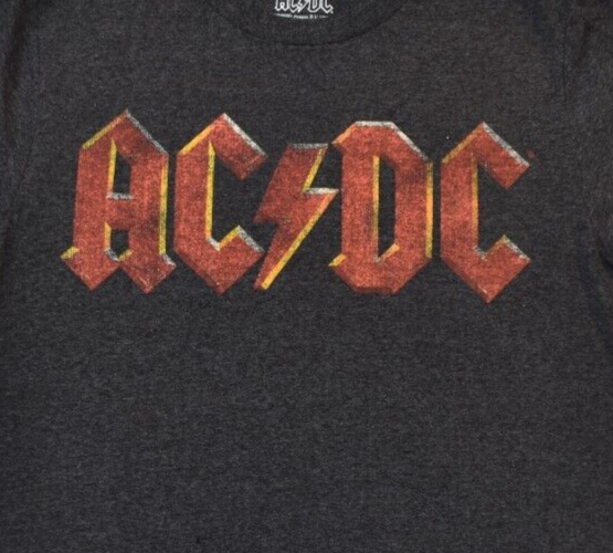AC/DC Mens AC/DC Distressed Logo Charcoal Heather Shirt New XS-2XL | eBay