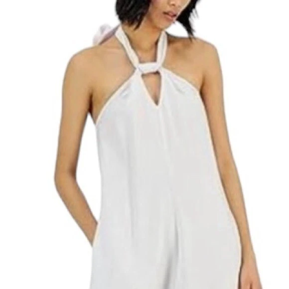 NUEVO SIN ETIQUETAS I.N.C. Maxi vestido halter de lino blanco International Concepts para mujer talla 4X Foto 3 de 4
