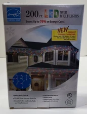 Energy Star 200 LED Multi Colored Icicle Indoor/Outdoor Lights White Wire 19 Ft
