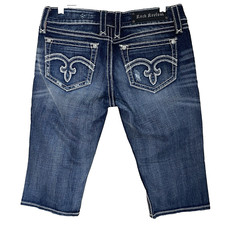 Rock Revival Alanis Crop Capri Jeans Women's 30 Embellished Y2K Vintage Low Rise