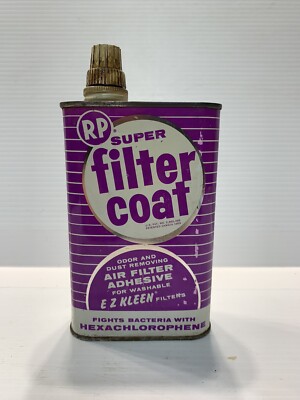 VINTAGE CAN OF RP SUPER FILTER COAT PURPLE TIN CAN MADISON WI MADE AWESOME!