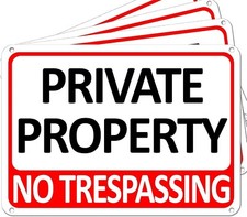 4Pack Private Property No Trespassing Sign 10"x 7" .04" Aluminum Reflective Sign