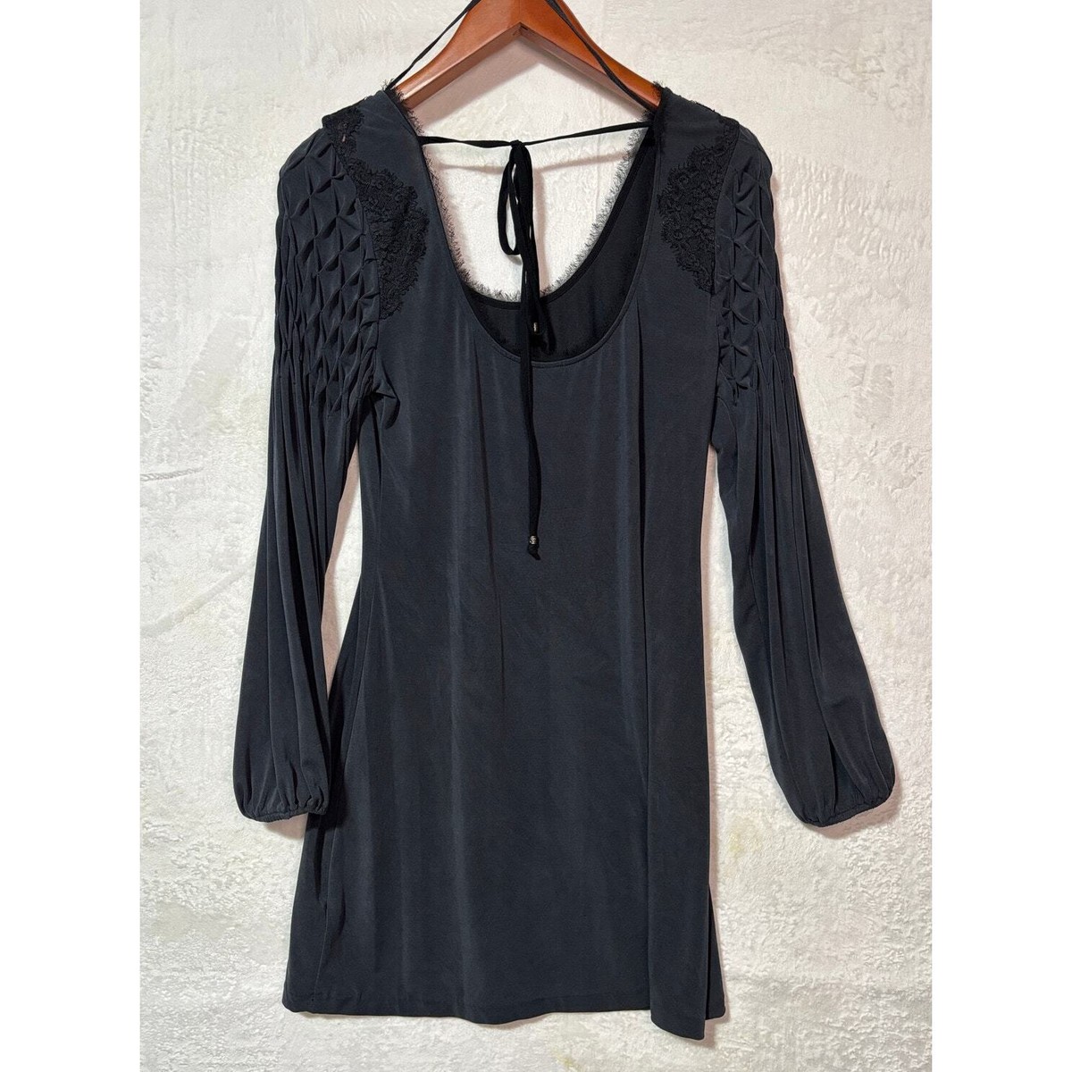 FREE PEOPLE Women's Tunic Dress Long Sleeve Back Tie Lace Accent | Size M |  eBay