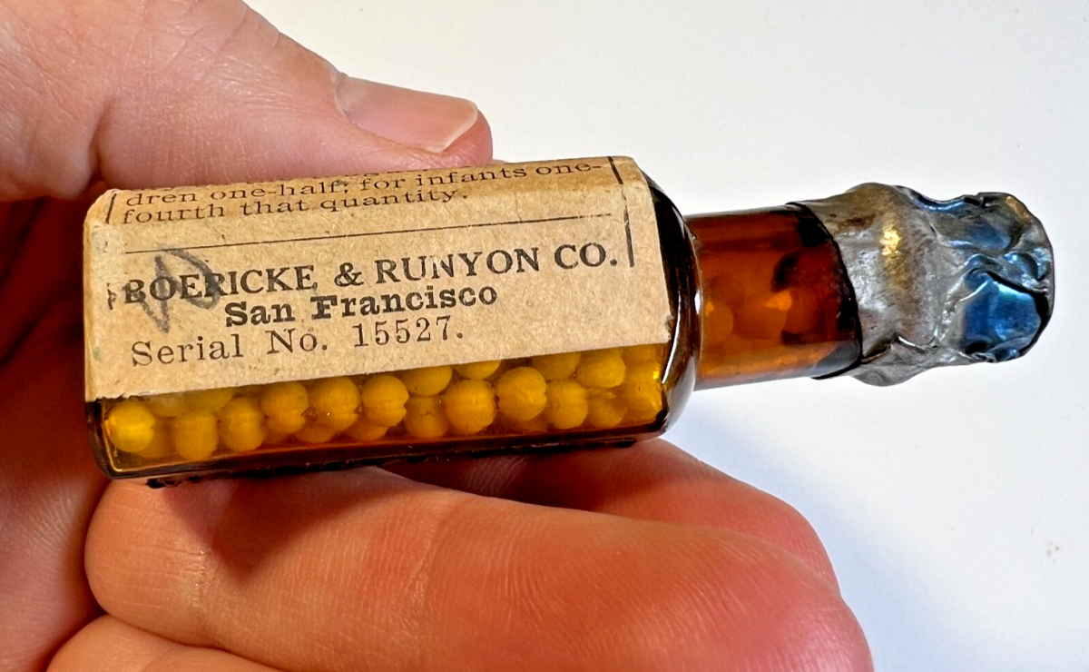Antique Boericke & Runyon THUJA Bottle Label Contents San