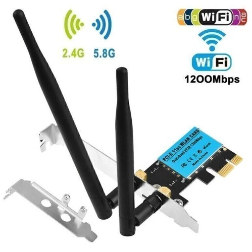 1200Mbps PCI-E Wireless WiFi Card 2.4G/5G Dual Band Desktop PC Network Adapter