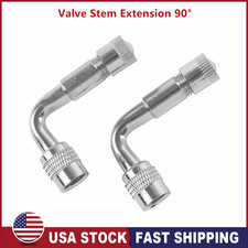 2x Bent Valve Stem Extension Angle 90-degree Silver Tire Wheel Carmotorcyclerv