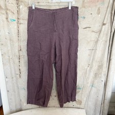 Bryn Walker Wide Leg Linen Pants Sz Small - Purple Pull On Drawstring Elastic