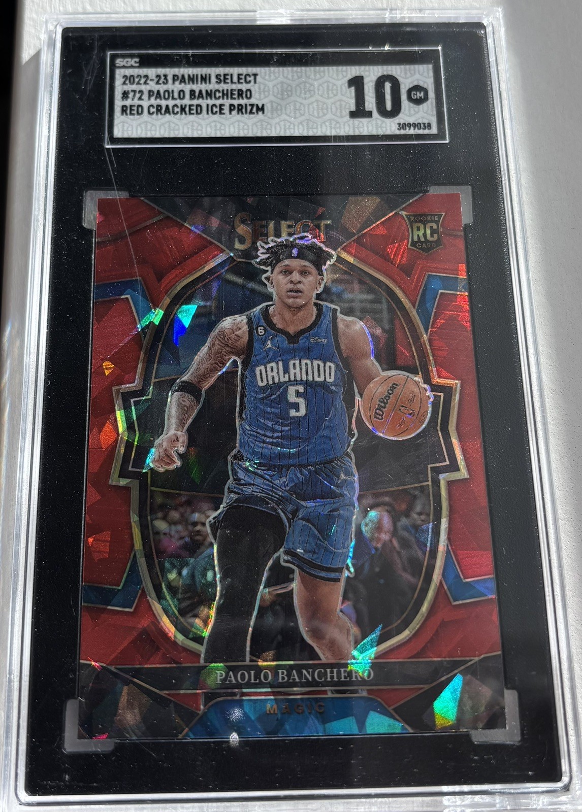 2022-23 Panini Select Red Cracked Ice Prizm #72 Paolo Banchero RC Rookie SGC 10