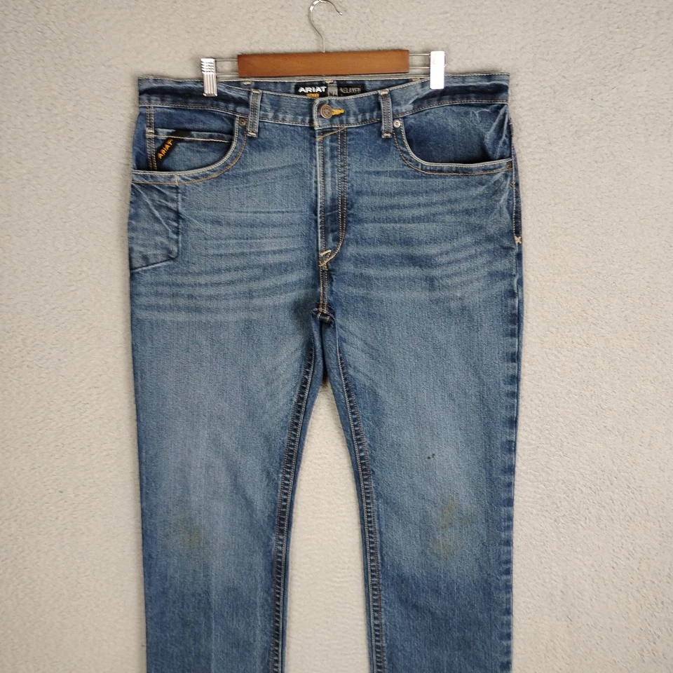 Pantalones de mezclilla duraderos Ariat Jeans para hombre 38x34 azul barra de refuerzo M4 Foto 2 de 4