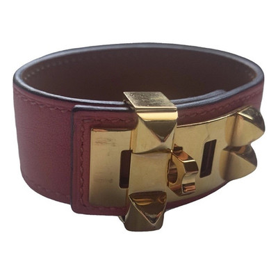 Hermes Gold-Plated Studded Leather Cuff Bracelet - Coral Pink Medor Picnic Gaine cuff bracelet - Pink | Hermès Hong Kong SAR main image 2
