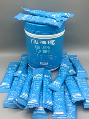 87 SERVINGS Vital Proteins Collagen Peptides - Unflavored 59 PACKETS+TUB