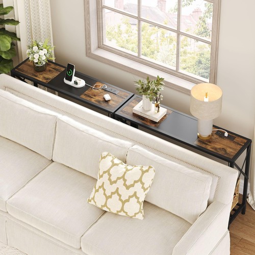 Console Table with Charging Station, 41.8" Entryway Table with Shelves, 2-Tie... - Picture 6 of 7