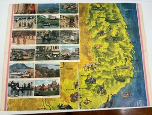 Vintage Illustrated Map Of South Vietnam With Photographic Vignettes Around 1970