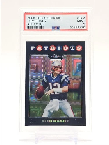 TOM BRADY 2008 TOPPS CHROME FOOTBALL PATRIOTS XFRACTOR PSA 9 Q0004
