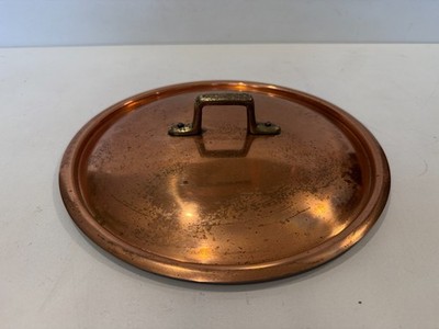 Vintage Solid Copper Pot Lid 10 1/8'' Diameter Tin Lined Cookware Replacement Lid
