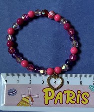 Hand Crafted Child Size Red And Pink Beads Bracelet