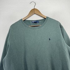 Vintage Ralph Lauren Sweatshirt Men's Medium Green Crewneck Embroidered pony 90s