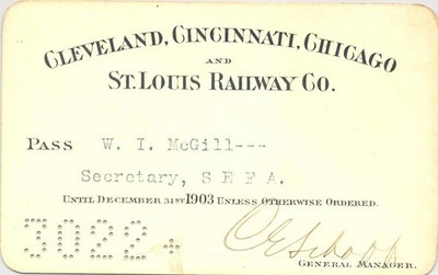 1903 Big Four - Cleveland Cincinnati Chicago St Louis Railroad Mitarbeiterpass
