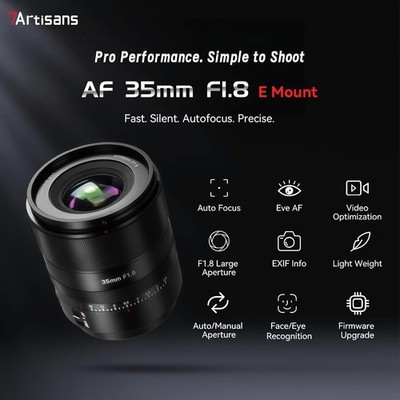 7Artisans 35mm F1.8 Full Frame AutoFocus Lens for Sony E-mount Mirrorless Camera