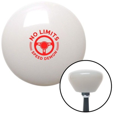 Red No Limits White Retro Shift Knob w/ M16x1.5 Insert Shifter Auto Manual Brody