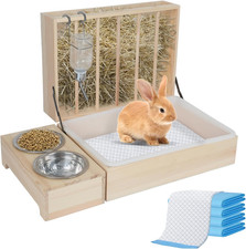 Distributore Di Fieno per Conigli Rastrello Con Lettiera in Plastica, WC, Ciotol