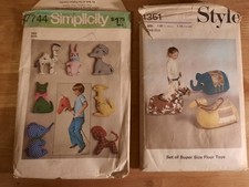 x2 Vintage Sewing Patterns 4351 &  7744 - Super Size Floor Toys & Plushie Cuddly