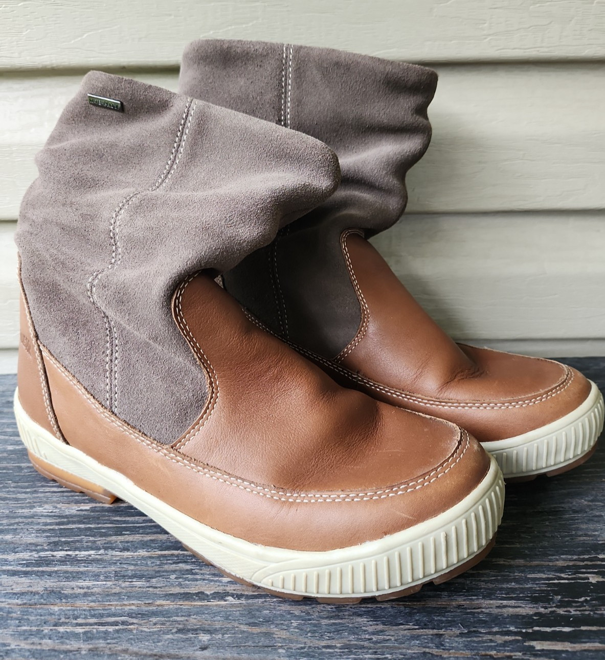 Cougar Willow grey suede brown leather pull on waterproof snow boot womens 8