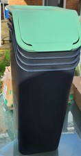 Set of 4 Recycling Bins with Colour Coded Lids – Stackable – Black