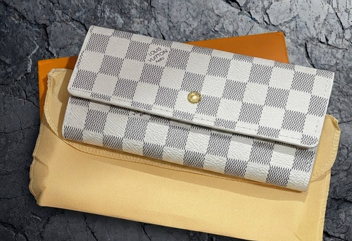 Louis Vuitton LV Long Wallet Portefeuille Sarah White Damier Azur W/B & DB USA