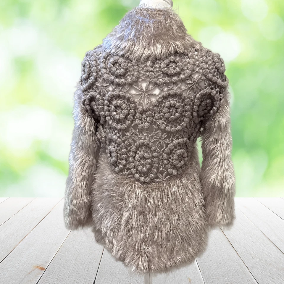 Cárdigan Vintage COLECCIÓN DRESSBARN Mujer S M Mohair Imitación Piel Crochet Años 90 Boho Foto 2 de 4