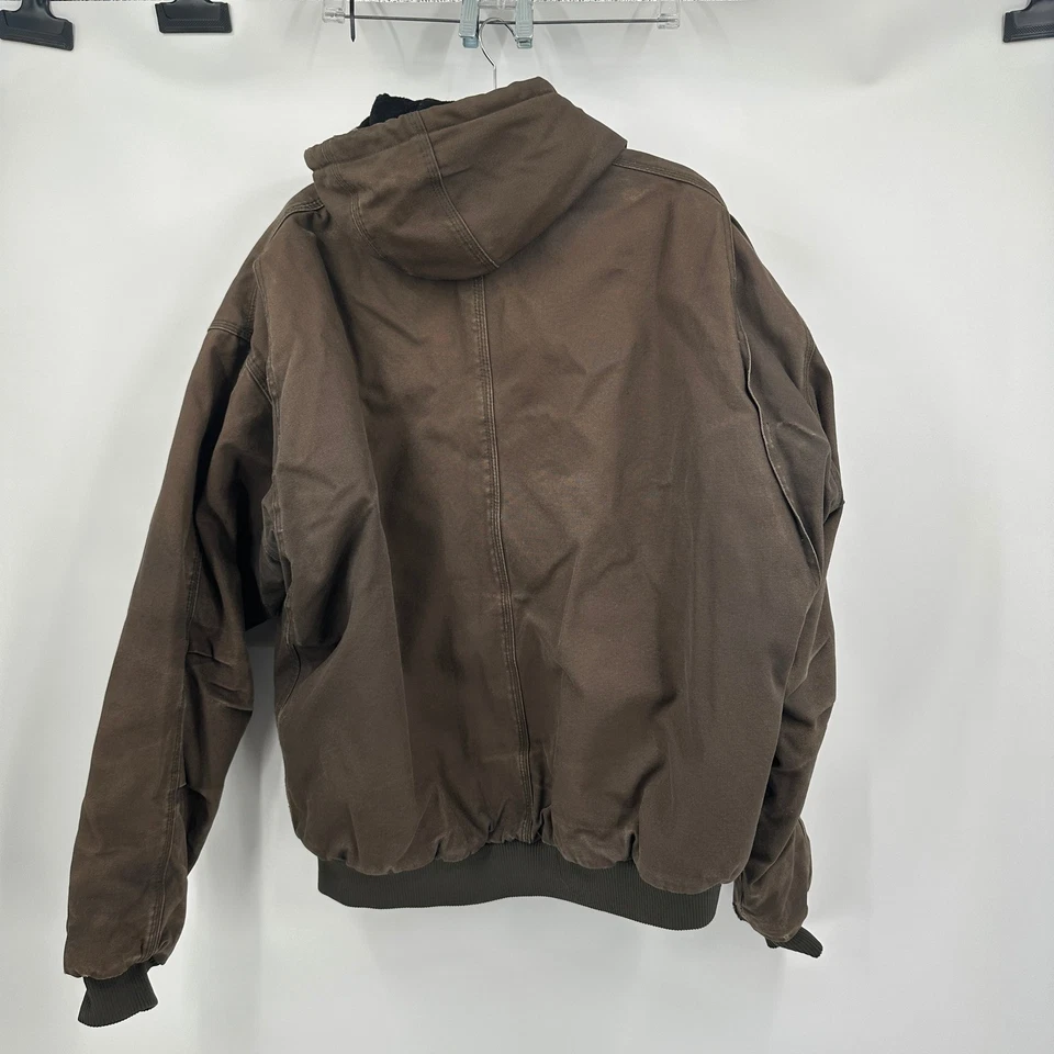 CE Schmidt Mens Canvas Barn Jacket Size 2XLT Hooded Chore Coat Brown Distressed - Image 4 of 4