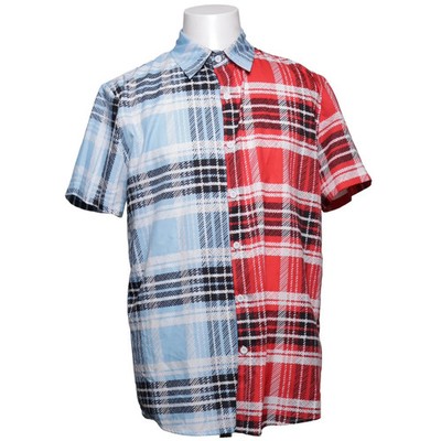 Romwe, Kurzarmhemd, Größe: 50, Rot/Blau/Weiß/Schwarz, Elasthan/Polyester #ESN