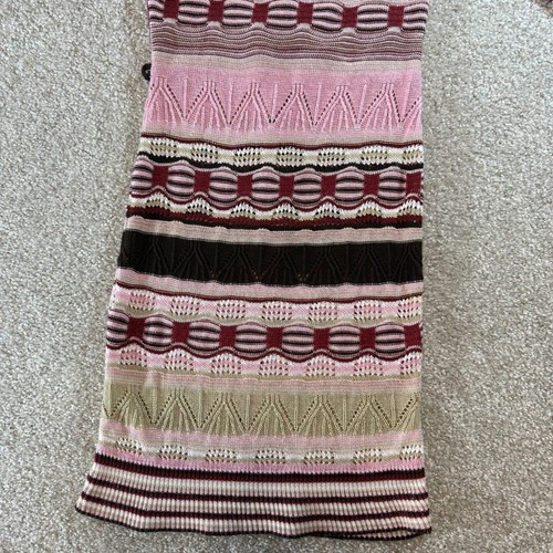 Y2k Vintage Liv Abito a Righe in Maglia Rosa Marrone Multicolore Manica Lunga Bodycon - Foto 7 di 9