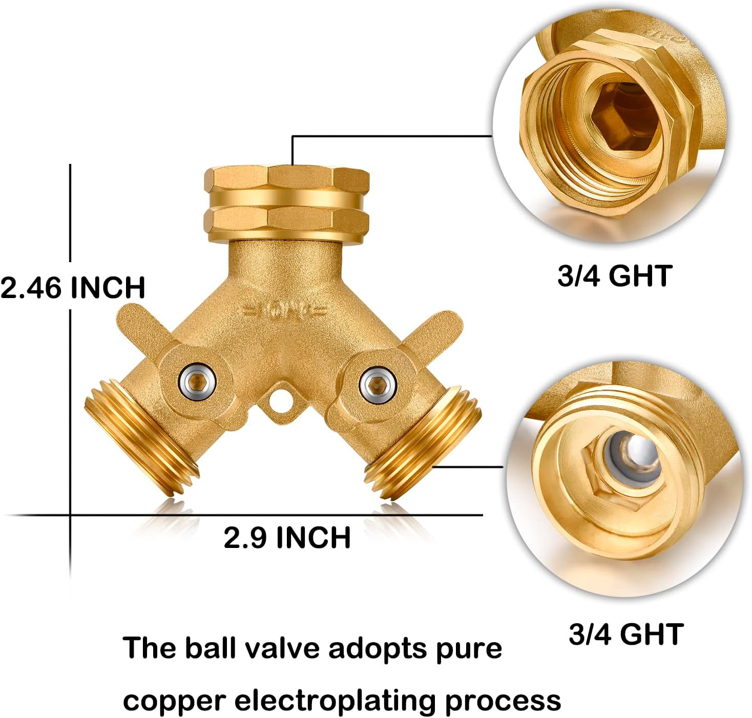 Garden Hose Splitter,2 Way Connector Heavy Duty Brass, Garden Faucet,Splitter...