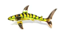 Handmade Mini 2" Blown Glass Tiger Shark Fantasy Figurines Figures 