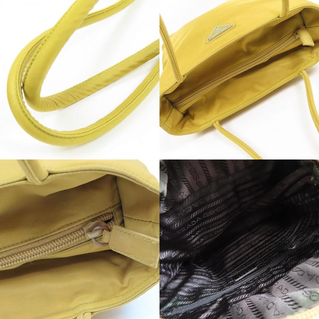 PRADA triangle logo shoulder bag tote bag nylon yellow women s Used thumbnail 8