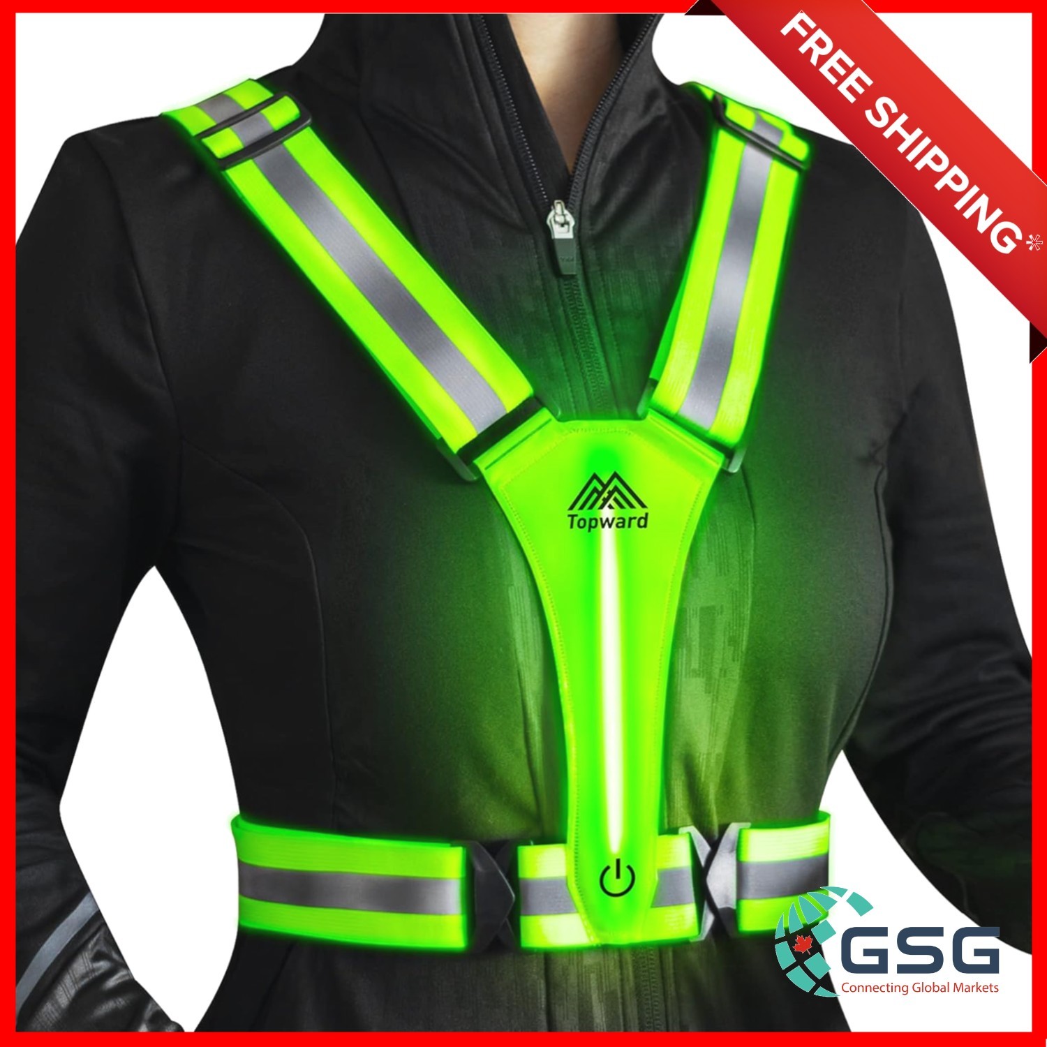 Led reflective vest safety gear, light up vest for night walking cycling, hig...