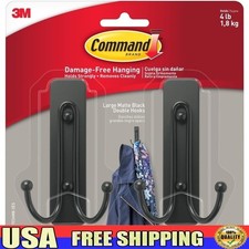 Matte Black Wall Hooks Damage-Free Adhesive Easy Install Home Organization New