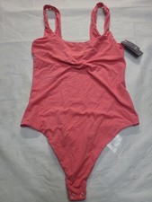 Women's Luxe 4-Way Stretch Tank Bodysuit Auden Coral Nylon Spandex Blend Size M